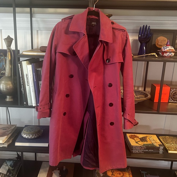 APC burgundy trench coat Sz 38 - Picture 1 of 5